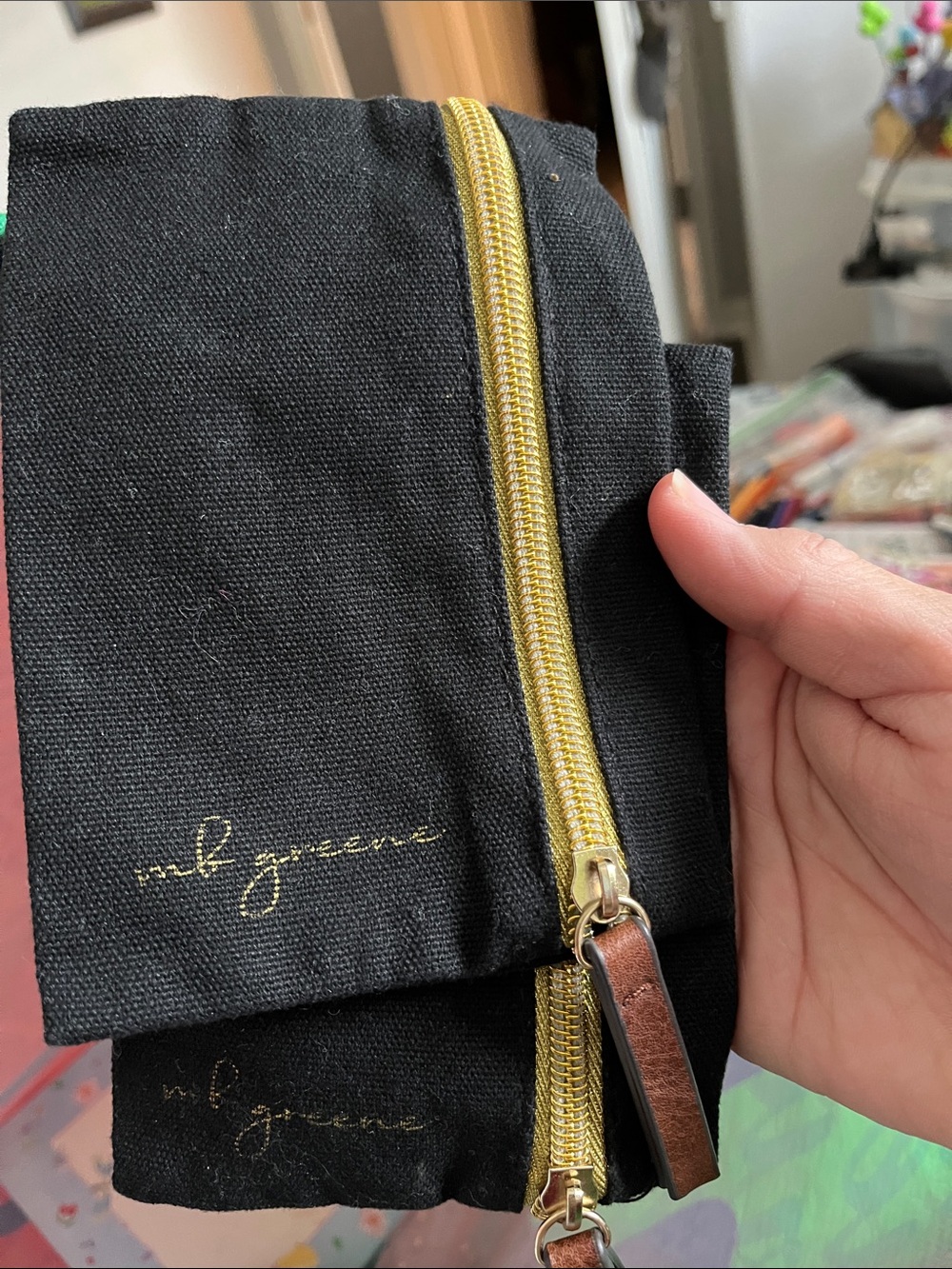 mb greene black canvas money bag